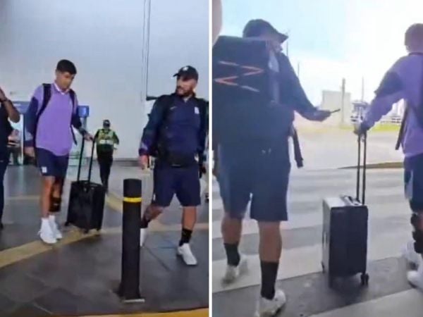 Esteban Pavez cojeando en su retorno a Lima tras lesionarse en su debut con Alianza Lima