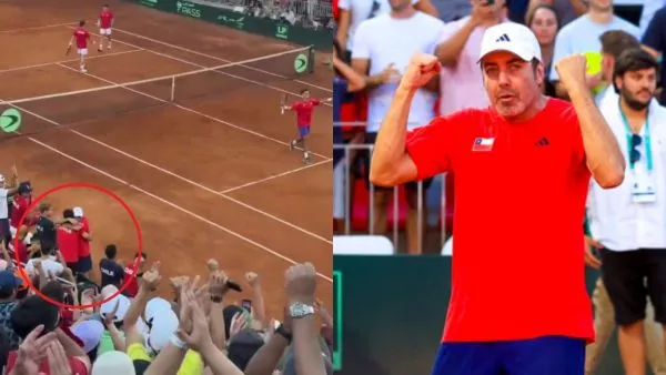 Nicolás Massú corrió a abrazar a Cristian Garin tras el triunfo de Chile ante Serbia