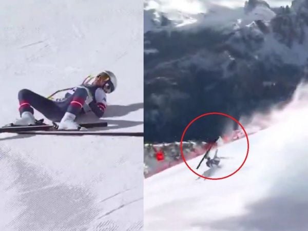 Lindsey Vonn protagonizó una dramática caída y debió ser rescatada en helicóptero.