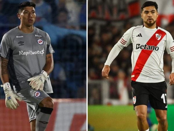 Brayan Cortés y Paulo Díaz jugando para Argentinos Juniors y River Plate
