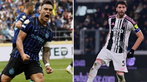 Lautaro Martínez y Manuel Locatelli jugando por el Inter de Milán y Juventus