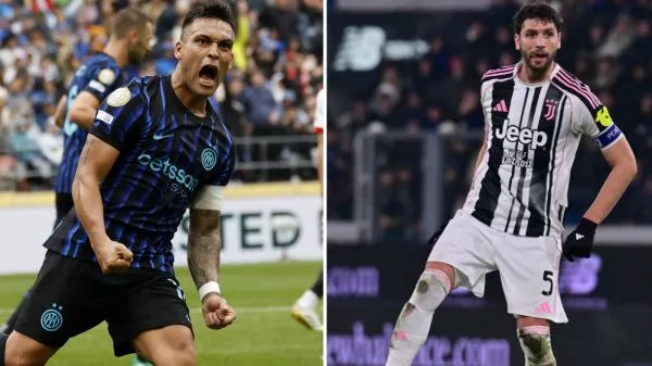 Lautaro Martínez y Manuel Locatelli jugando por el Inter de Milán y Juventus