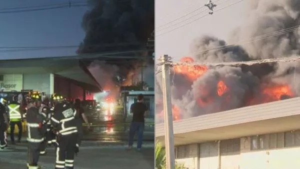 Gigantesco incendio afecta a bodegas en Quilicura