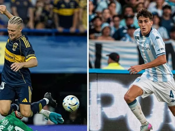 Jugadores de Boca Juniors y Racing Club jugando un partido