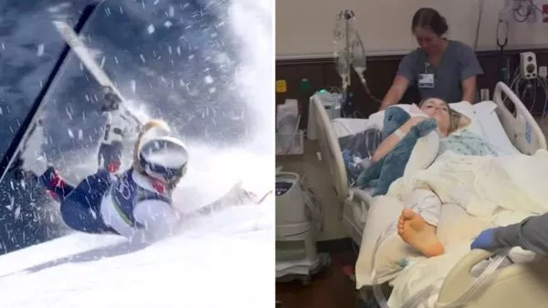 La caída de Lindsey Vonn y ella saliendo de una cirugía