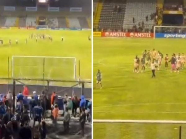 Momento de los cánticos xenófobos de la barra de Huachipato contra Carabobo