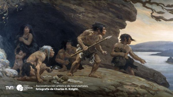 Pintura de neandertales.