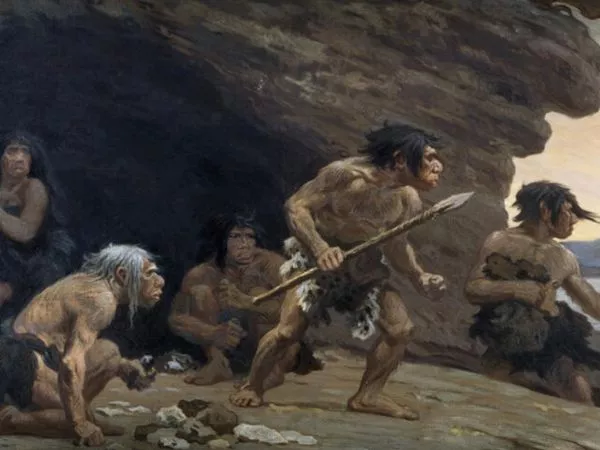 Pintura de neandertales.