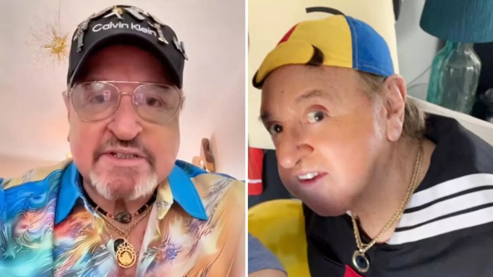 Carlos Villagrán comunicando los motivos por los que no vendrá a Chile y él disfrazado de Quico hace unos años