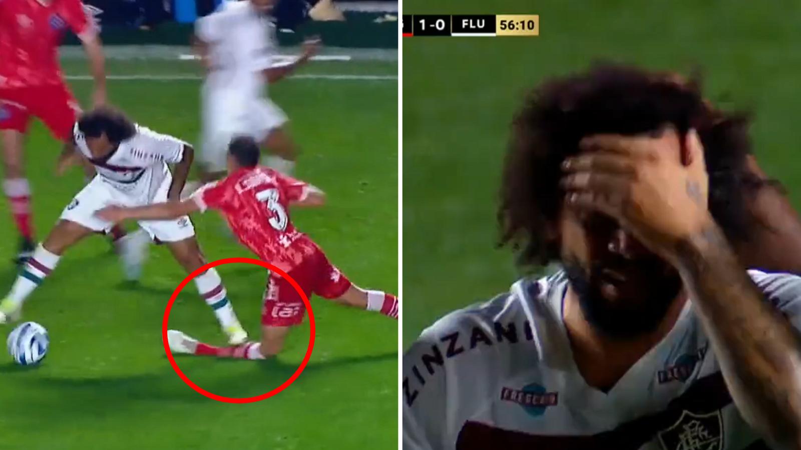 momento de la lesión de Luciano Sánchez ante Marcelo