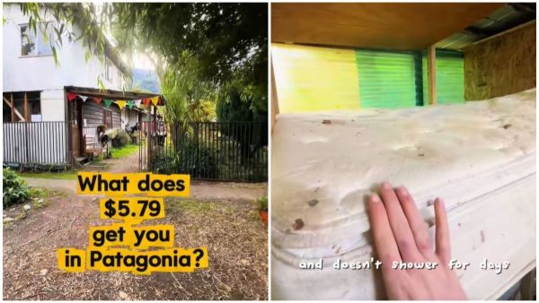 Extranjera muestra alojamiento de 5 dólares en Patagonia.