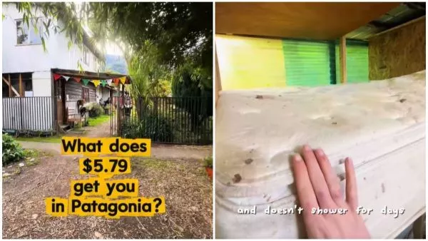 Extranjera muestra alojamiento de 5 dólares en Patagonia.
