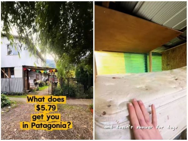 Extranjera muestra alojamiento de 5 dólares en Patagonia.