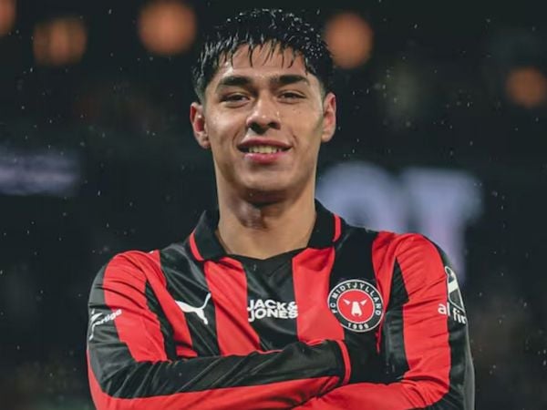 Darío Osorio celebrando el gol del FC Midtjylland