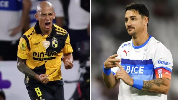 Alejandro Camargo y Fernando Zampedri celebrando un gol