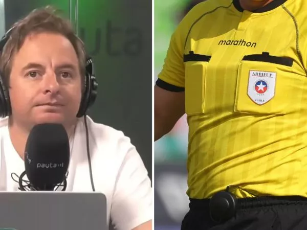 Coke Hevia hablando en Pauta de Juego y un árbitro del fútbol chileno