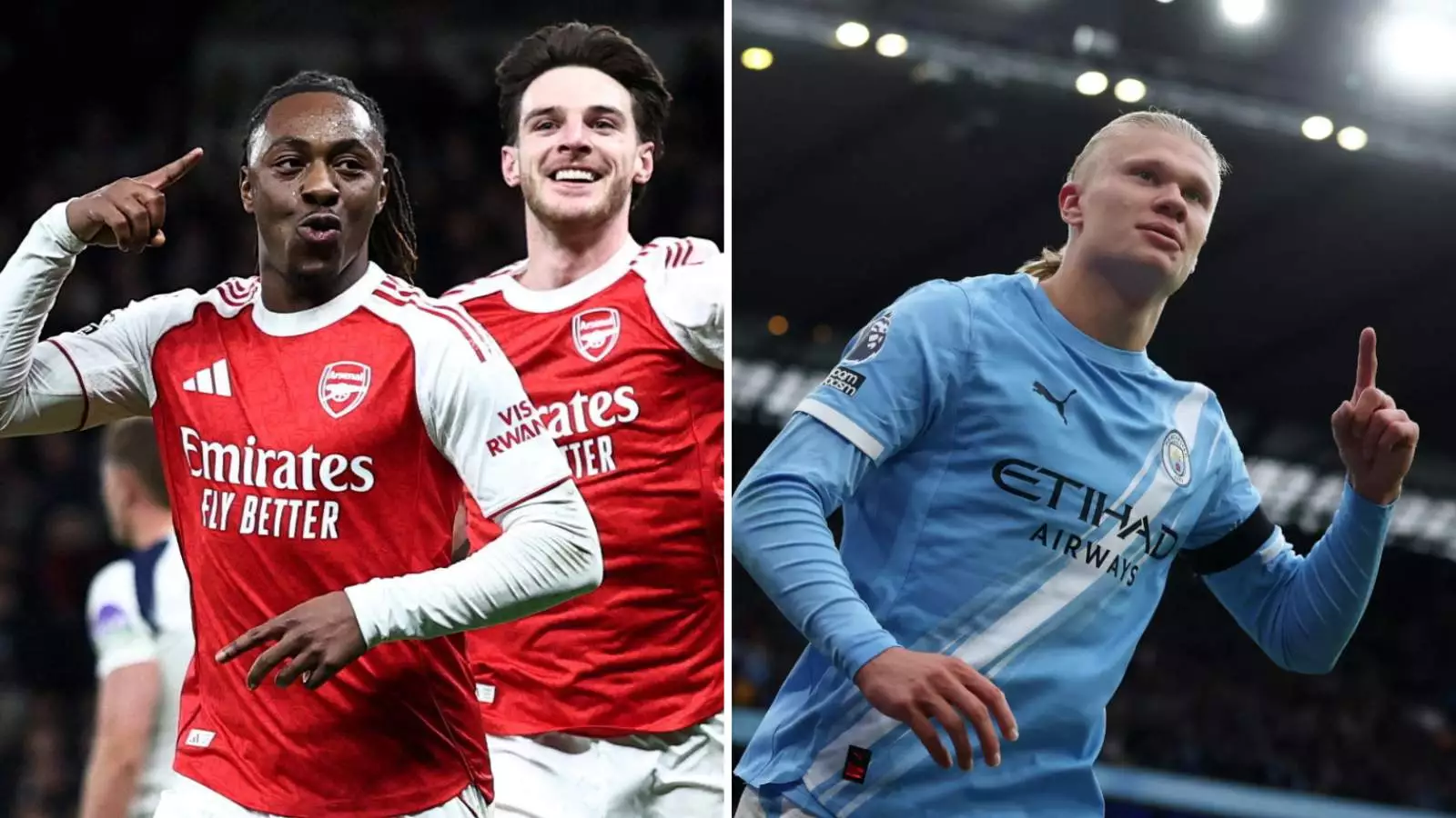 Jugadores del Arsenal y el Manchester City celebrando un gol