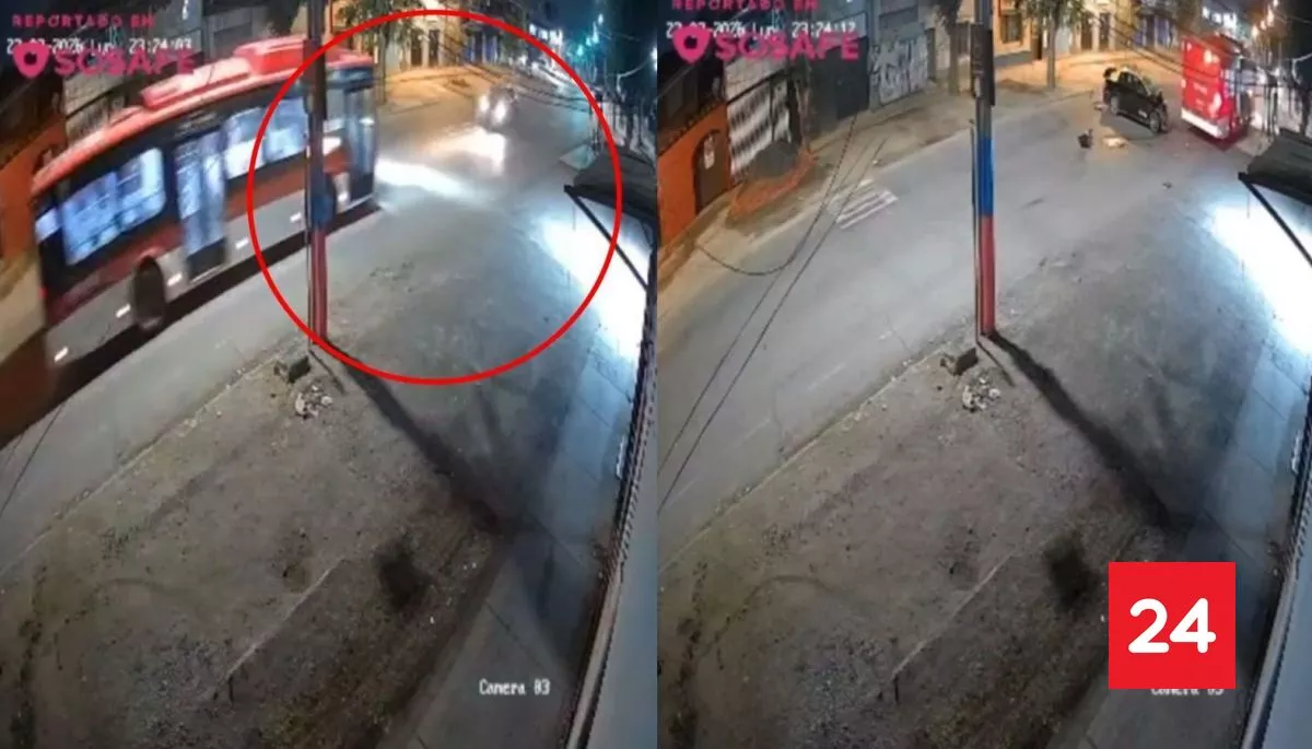 VIDEO | Bus del sistema Red y taxi colisionan en Cerro Navia: hay un fallecido