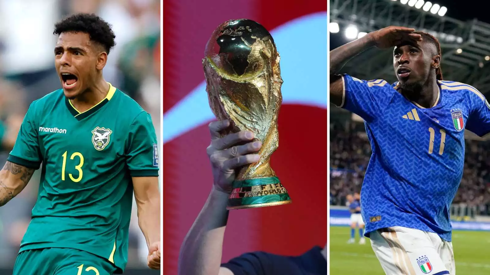 Jugador de Bolivia, la copa del mundo y jugador de Italia