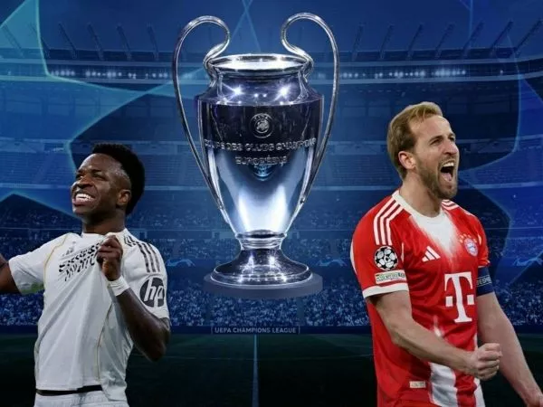 Imagen de Vinicius Júnior por el Real Madrid y Harry Kane por el Bayern Múnich