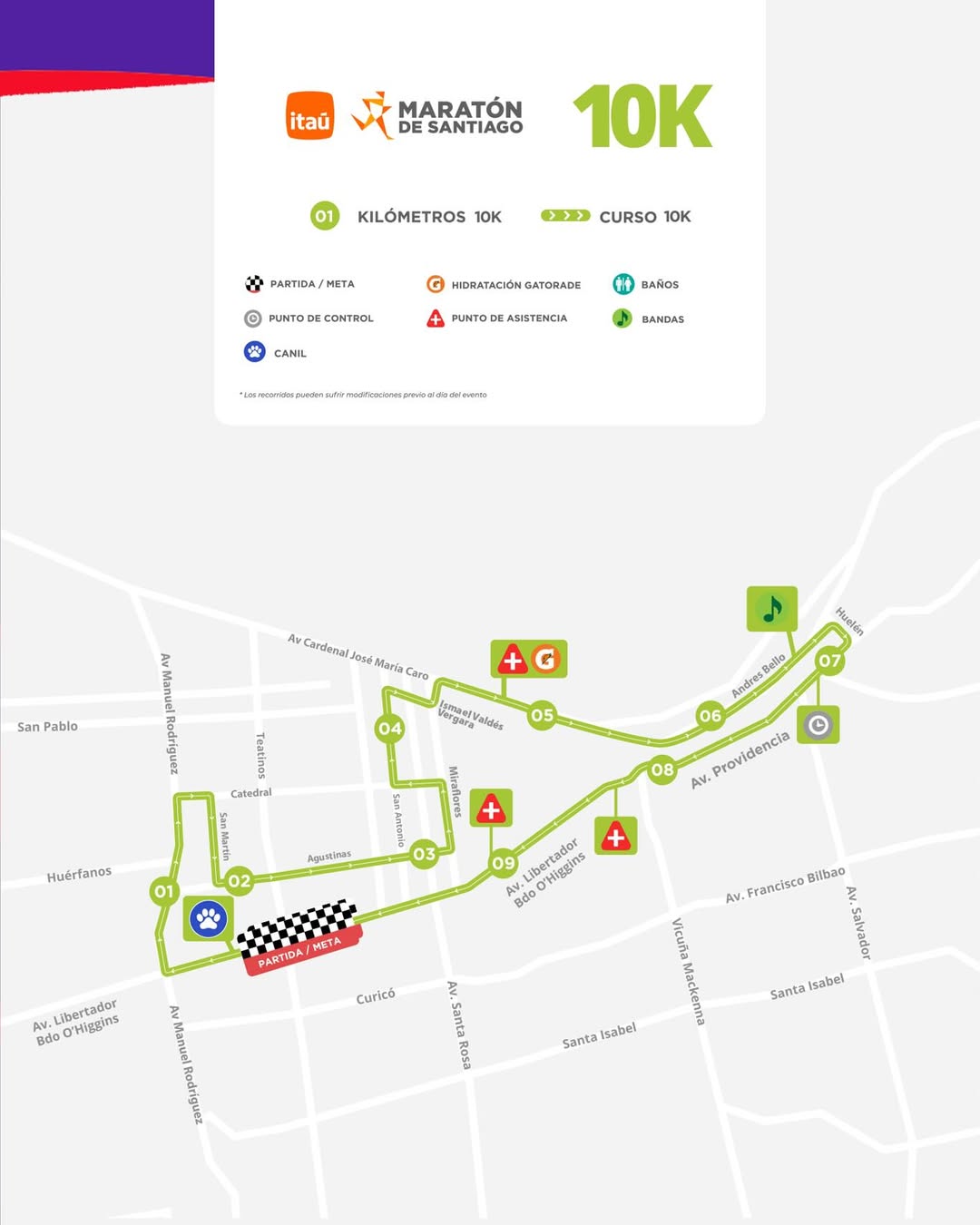 Recorrido 10k Maratón de Santiago 2026