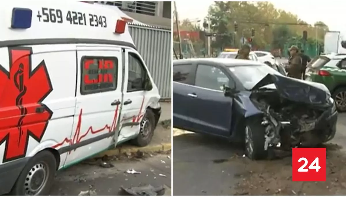 Dos lesionados tras fuerte choque entre ambulancia y un auto en San Miguel