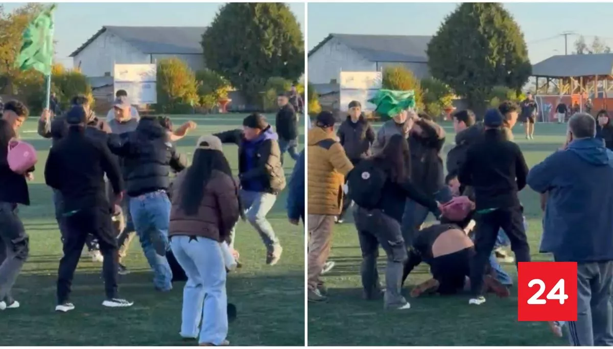 Patadas, combos y caos: el VIDEO de violenta pelea tras partido de fútbol amateur en Nueva Imperial