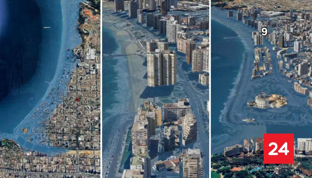 Simulación de tsunami en Viña impacta: ola avanzaría hasta 4 km tras terremoto