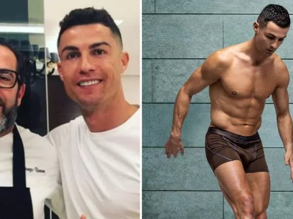 Cristiano Ronaldo con su exchef Giorgio Barone y sin polera