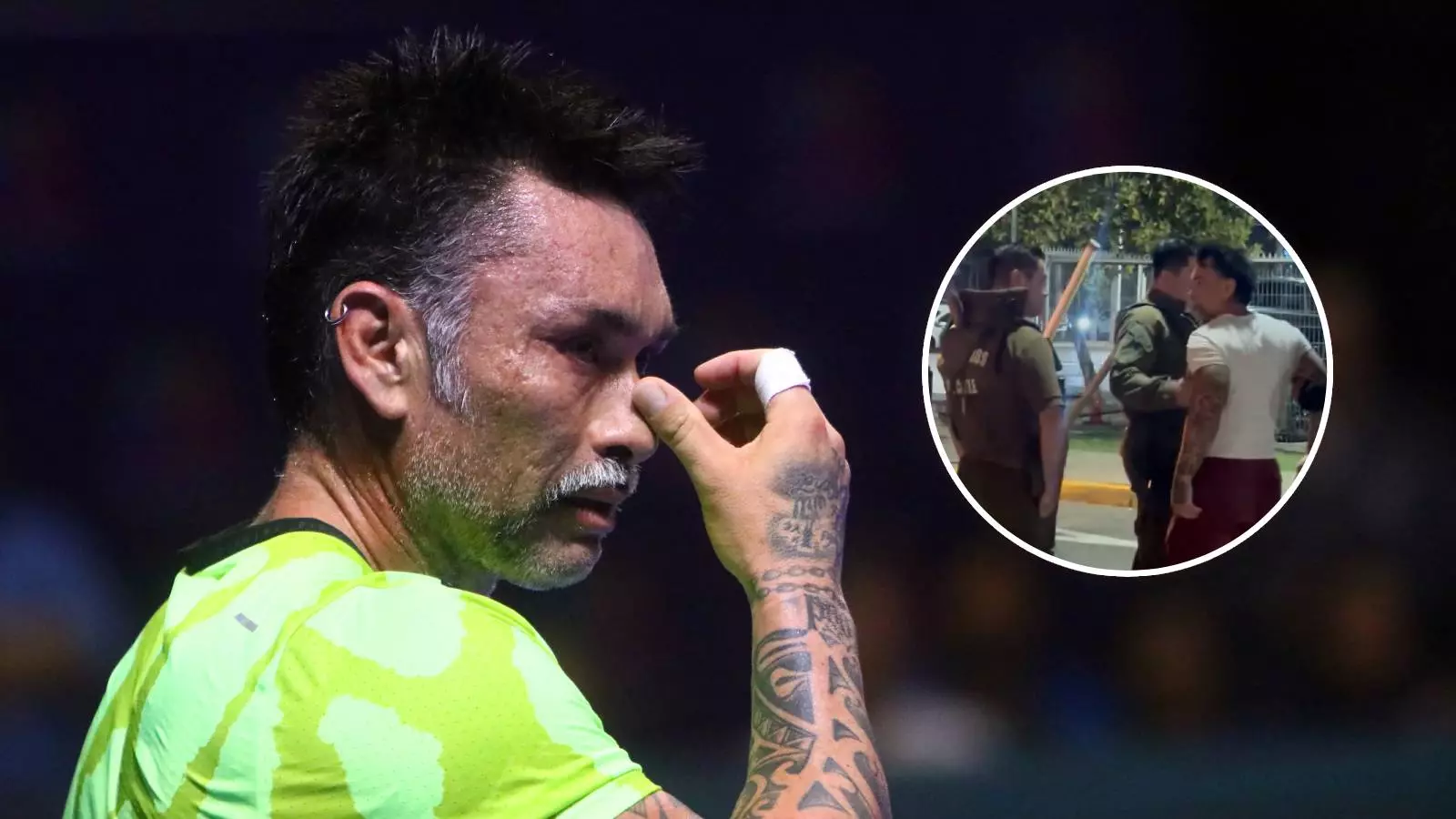 Marcelo Ríos lamentándose junto al video donde fue captado en estado de ebriedad en Vitacura