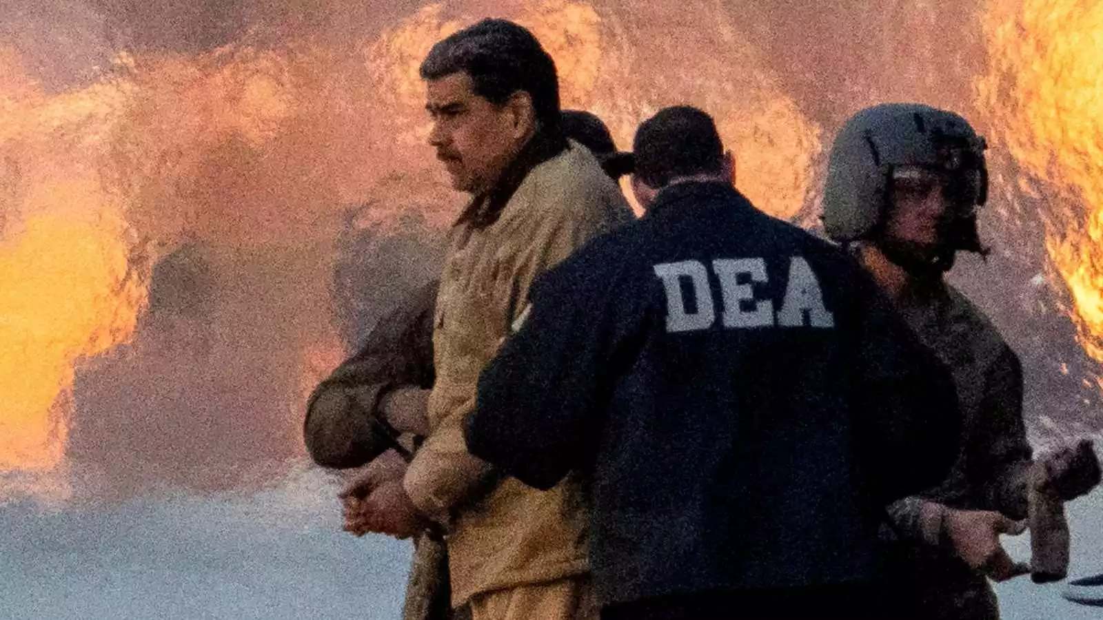 Nicolás Maduro detenido siendo trasladado por la DEA