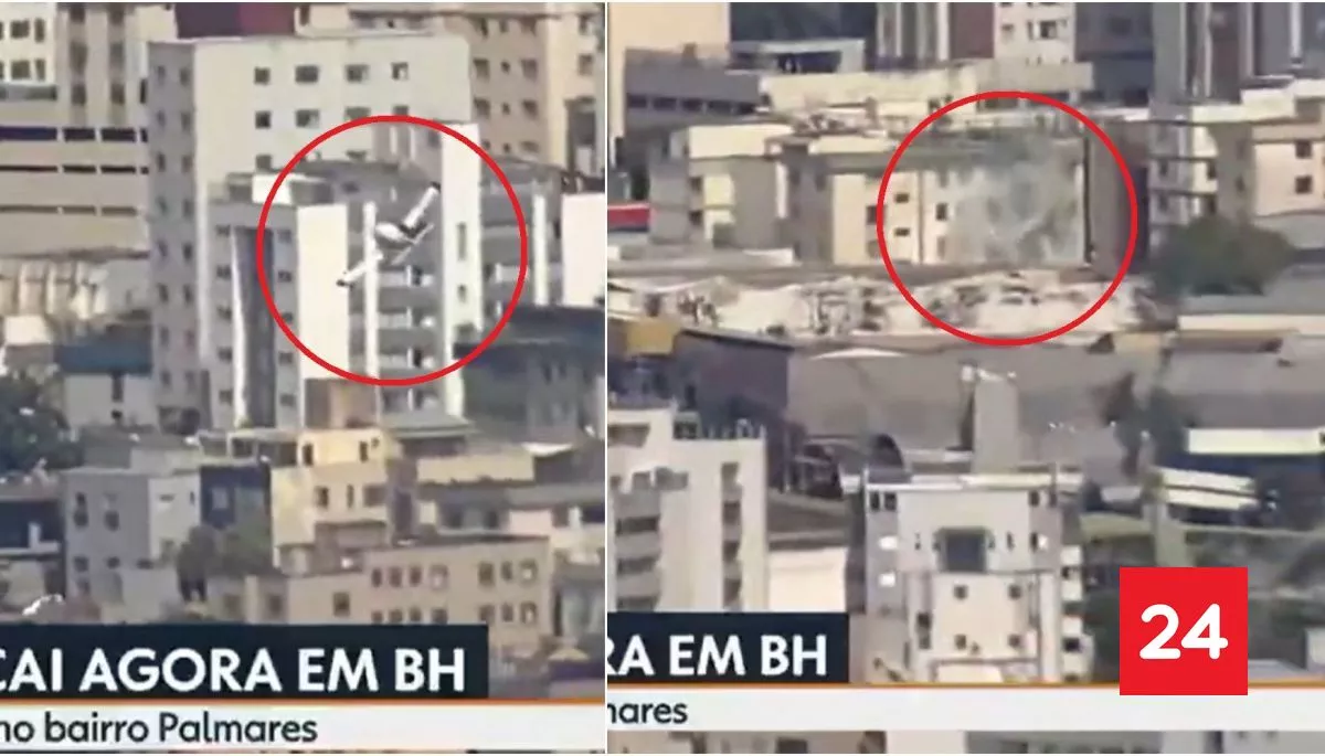 TV de Brasil lo captó en vivo: avioneta se estrella contra edificio en Belo Horizonte