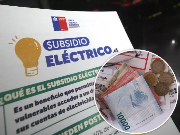 Imagen compuesta del subsidio eléctrico y billetes sobre una cuenta de la luz