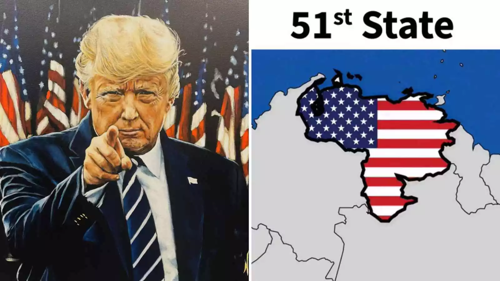 Donald Trump con la foto que compartió de Venezuela como el Estado 51 de Estados Unidos.