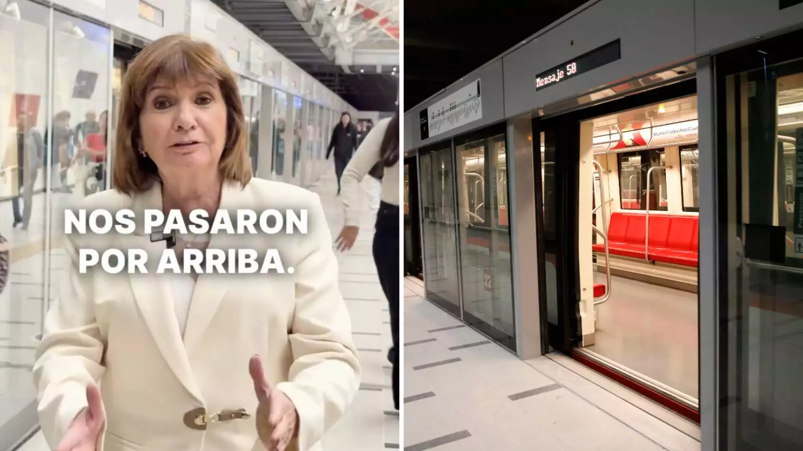 Senadora Patricio Bullrich en el Metro de Santiago