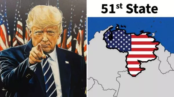 Donald Trump con la foto que compartió de Venezuela como el Estado 51 de Estados Unidos.