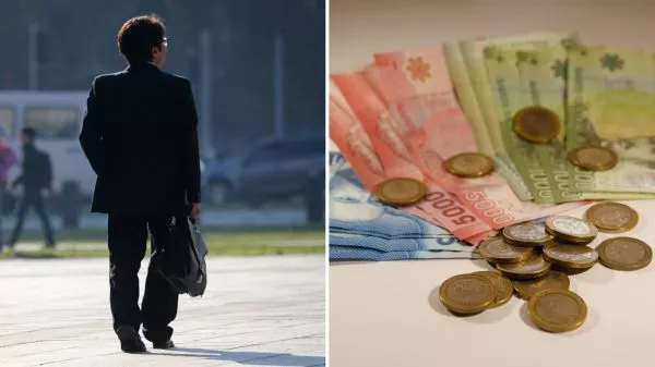 Persona buscando trabajo y billetes de distinta denominación