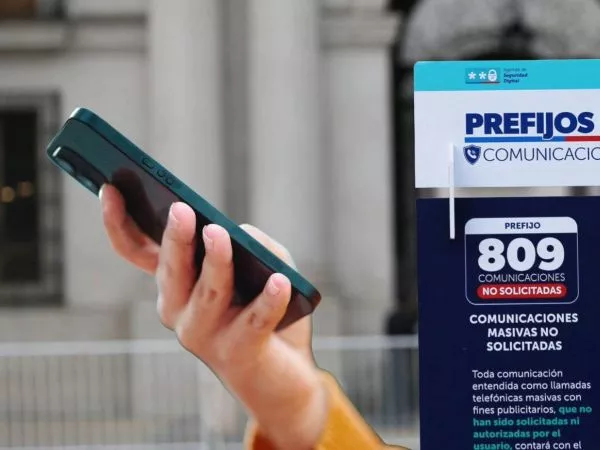 Una persona sosteniendo un celular junto a información de los prefijos únicos