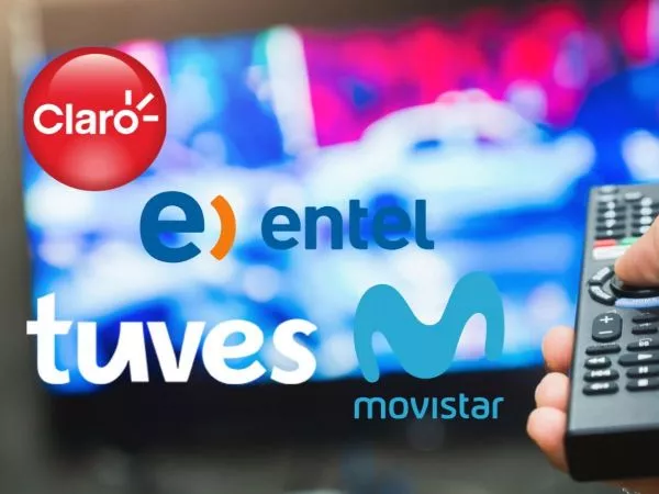 Logos de las empresas oficiadas por Sernac y una televisión de fondo