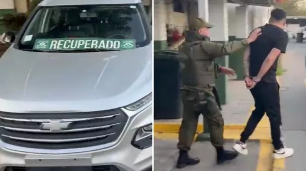 Vehículo recuperado por Carabineros y un detenido de la banda de 