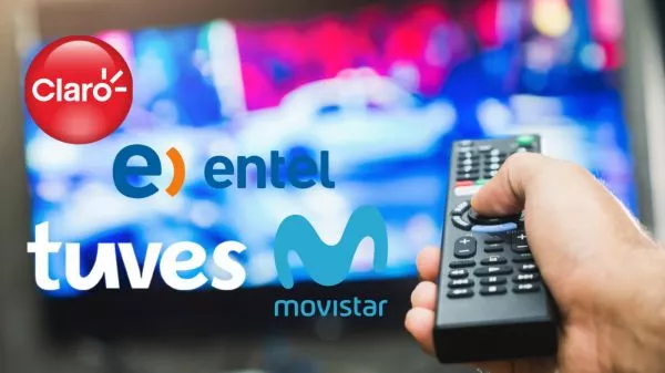 Logos de las empresas oficiadas por Sernac y una televisión de fondo