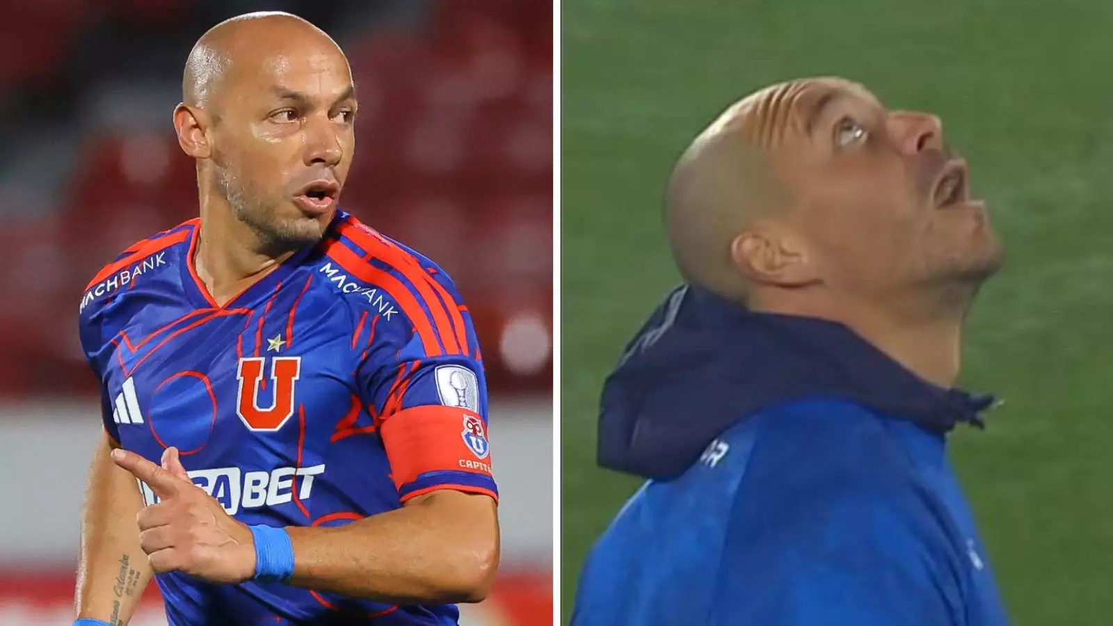 Marcelo Díaz jugando por la Universidad de Chile y Darío Melo dominando el balón