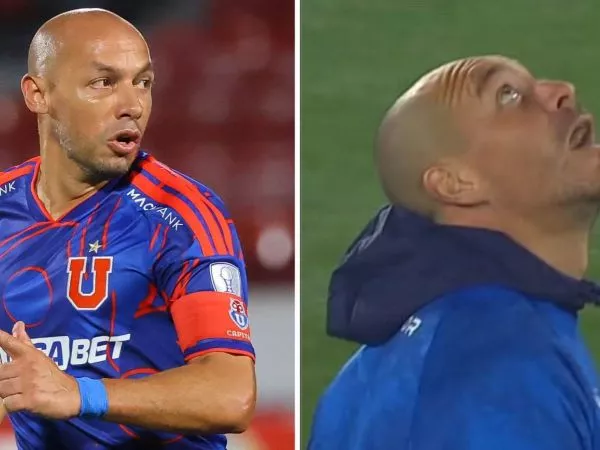 Marcelo Díaz jugando por la Universidad de Chile y Darío Melo dominando el balón