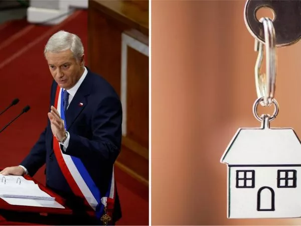 Presidente José Antonio Kast en la Cuenta Pública 2026 y una llave de una casa