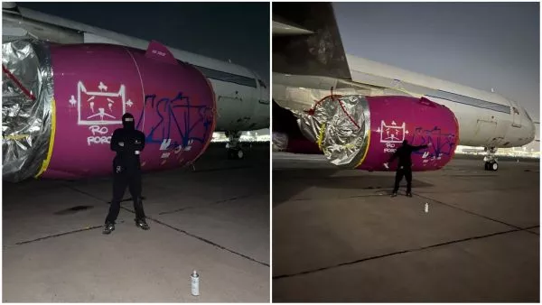 grafitero vandalizó avión en Aeropuerto de Santiago