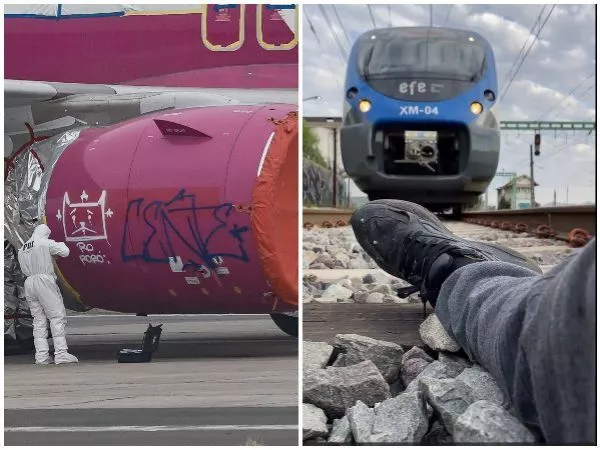 VIDEO: grafitero que vandalizó avión se grabó mientras le pasa tren encima