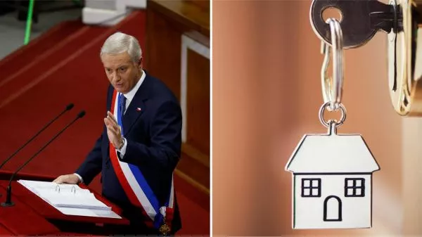 Presidente José Antonio Kast en la Cuenta Pública 2026 y una llave de una casa
