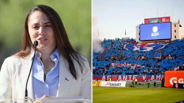 Natalia Duco e hinchada de la Universidad de Chile en el Estadio Nacional