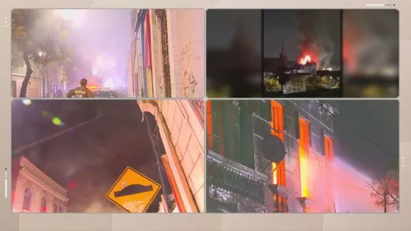 Derrumbes y cortes de tránsito: gran incendio afecta a casona en Santiago Centro La emergencia consumió la estructura ubicada en Libertad con Agustinas, dejando dos personas lesionadas.