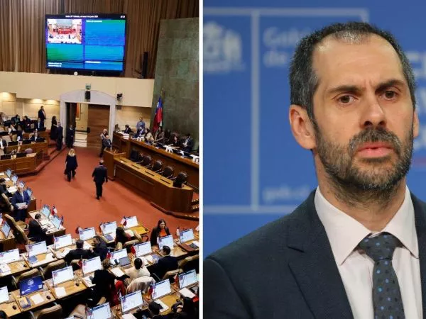 Sala de la Cámara de Diputadas y Diputados y el exministro de Hacienda, Nicolás Grau.